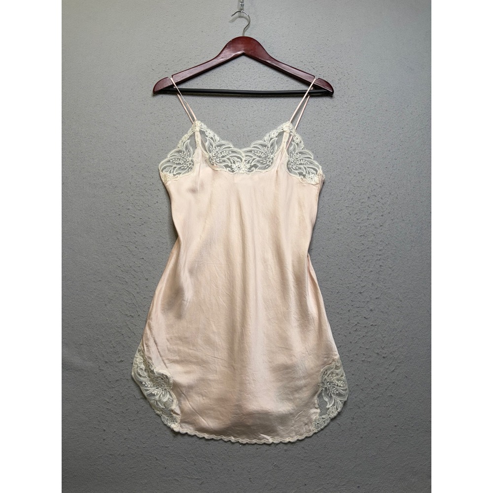 Morgan Taylor Chemise Women S Peach Fantasies 100% Silk Vintage 90s Lace Trim